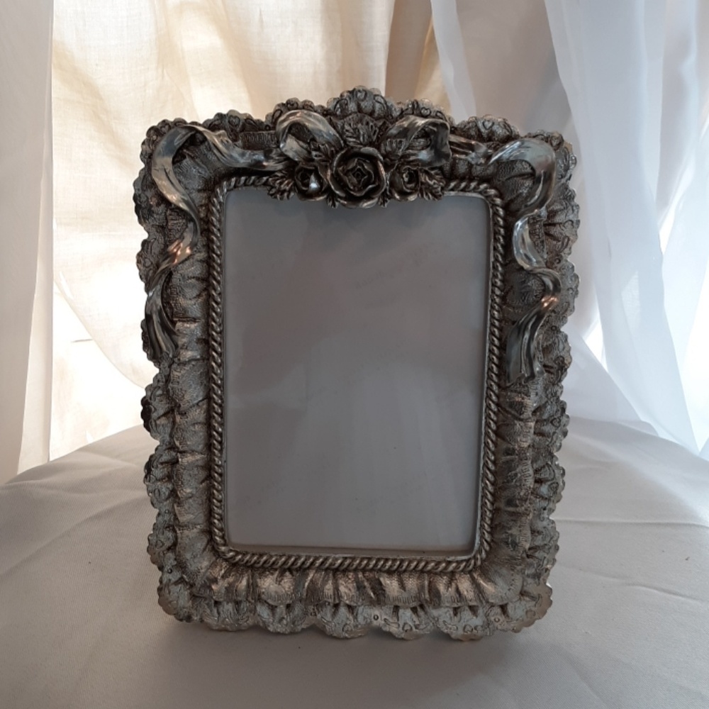 Antiqued Silver Floral Frame